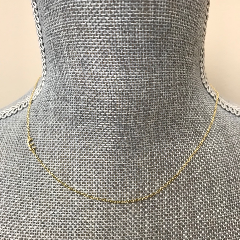 Gold Vermeil Petite Sideways Initial Necklaces-all letters avail.-Boutique - Picture 8 of 10